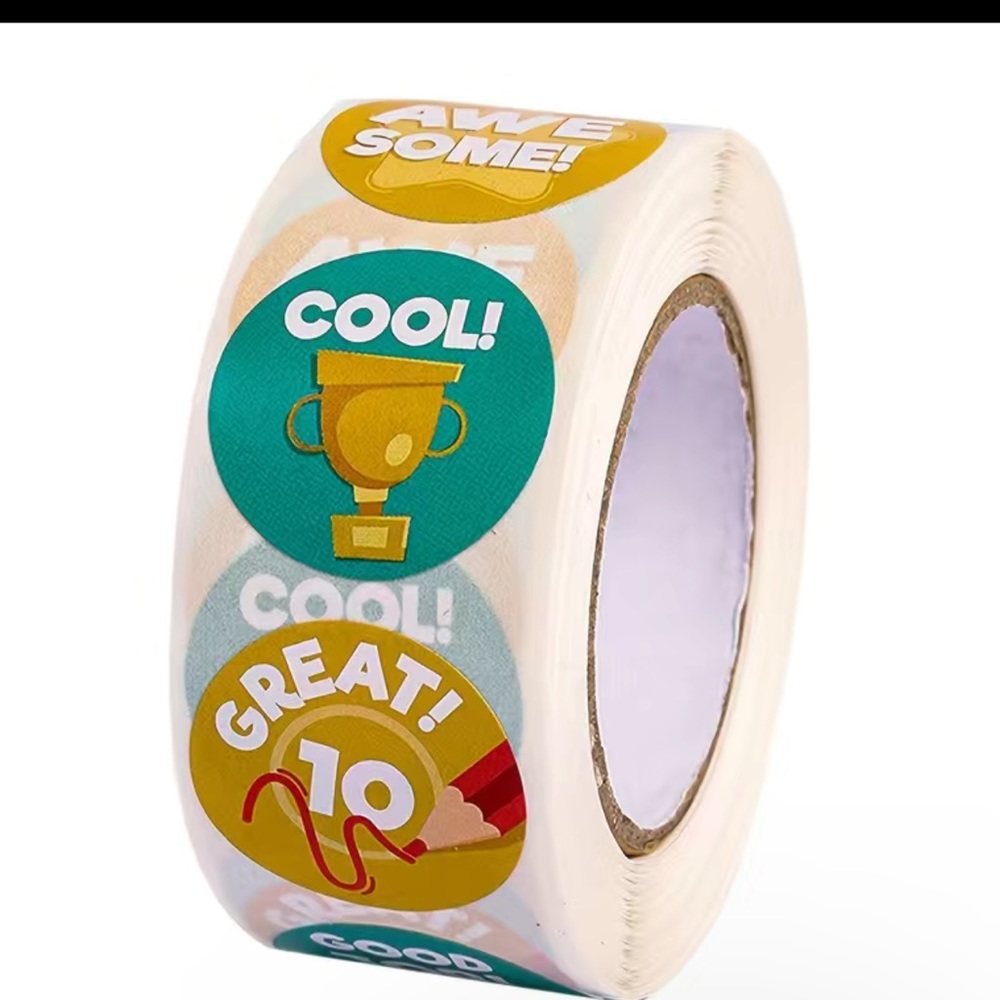 500pcs/Roll, Cute Round Children's Cartoon Stickers